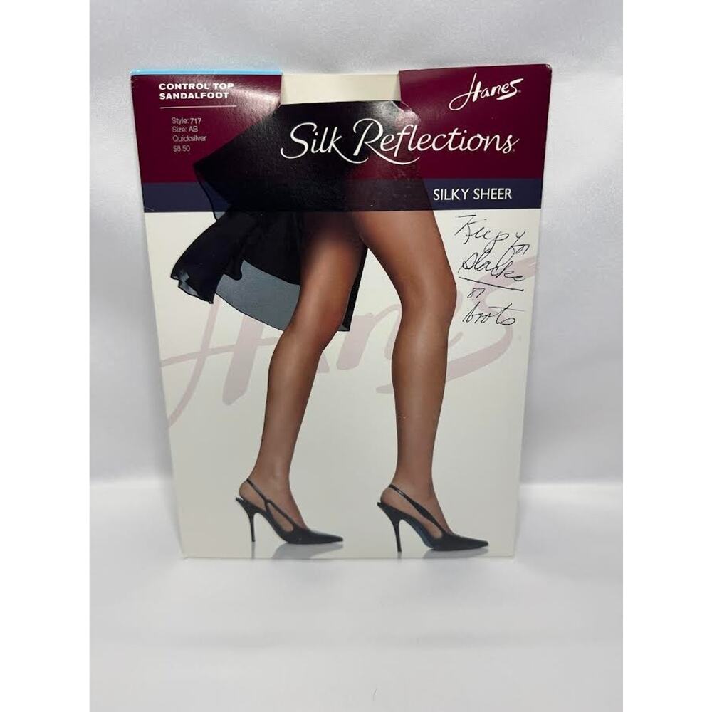 Hanes Silk Reflections Control Top Sandalfoot Pantyhose AB Quicksilver Sheer NWT